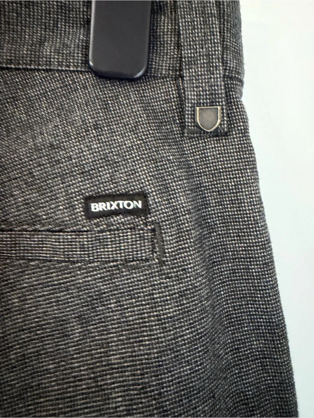 Brixton Choice Relaxed Fit Pants Men’s 34x31 Gray Micro Check Chino Casual Strai